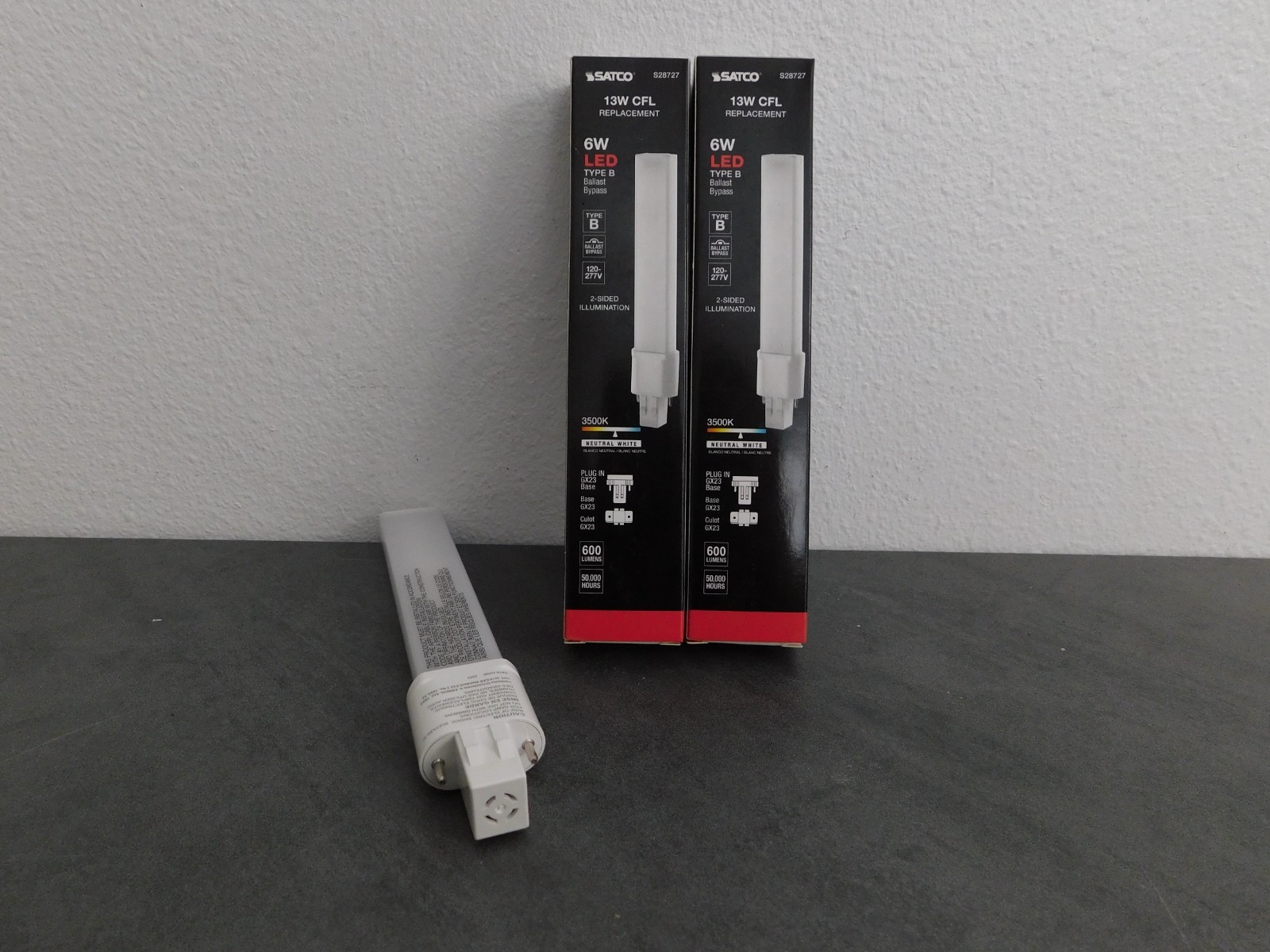 2 Satco 6w LED PL 2-PIN GX23 Base 3500k 600LM 120-277v - Ballast Bypass gallery