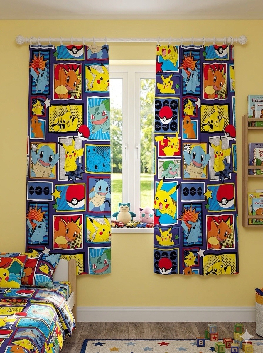 Pokémon Microfiber Window Panels Set of 2 82" x 84" Kids Room Curtains Franco gallery