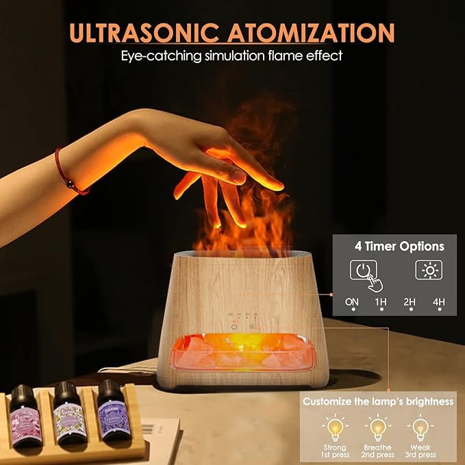2-in-1 Essential Oil Diffuser & Himalayan Salt Lamp 150ml Humidifier gallery