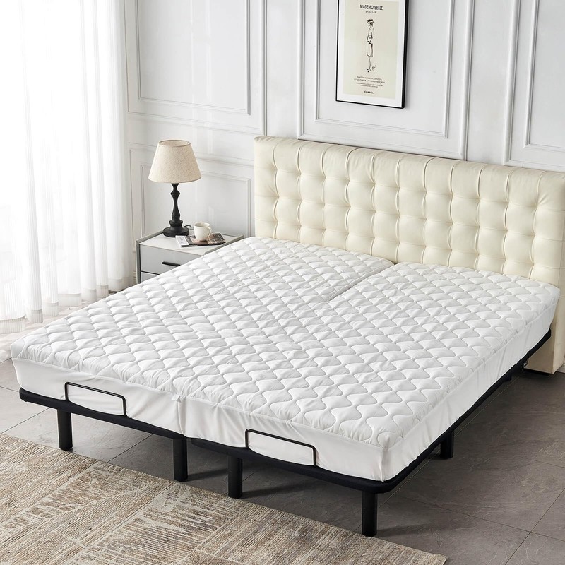 Kingnex Quilted Waterproof Split Top Queen Mattress Protector for Adjustable ... gallery