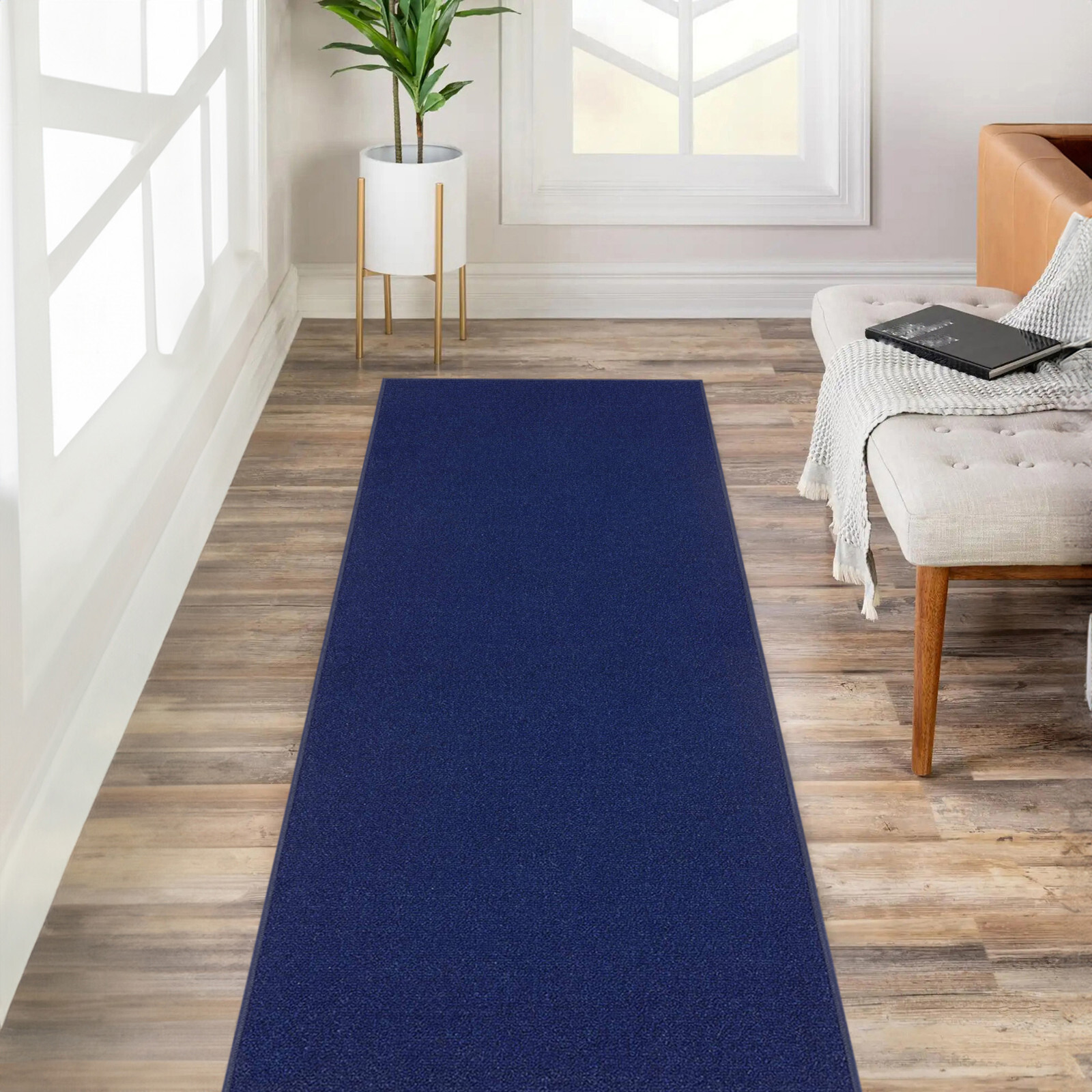 Custom Size NAVY BLUE Stair Hallway Runner Rug Rubber Back Non Skid 22" 26" 31" gallery