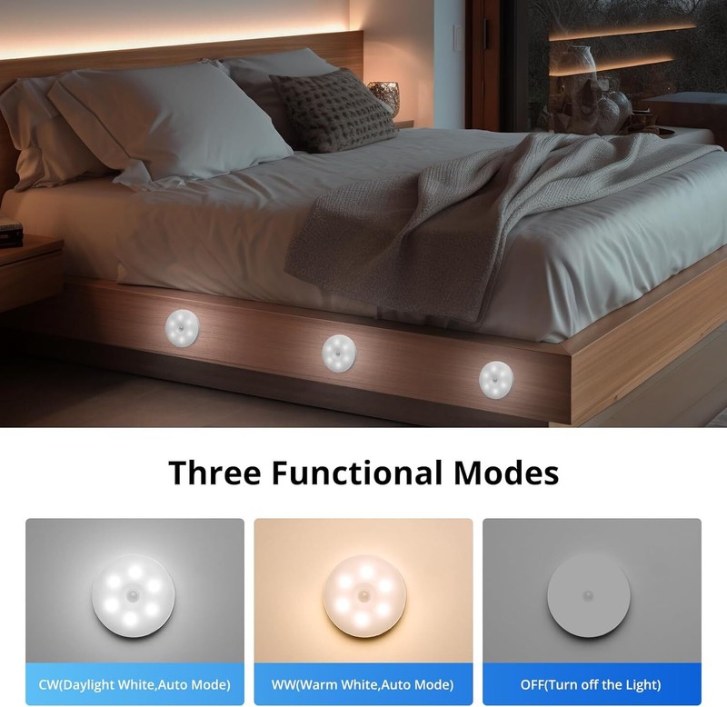 Led Motion Sensor Light USB Rechargeable PIR Wall Cabinet Stair Night Light Lamp gallery