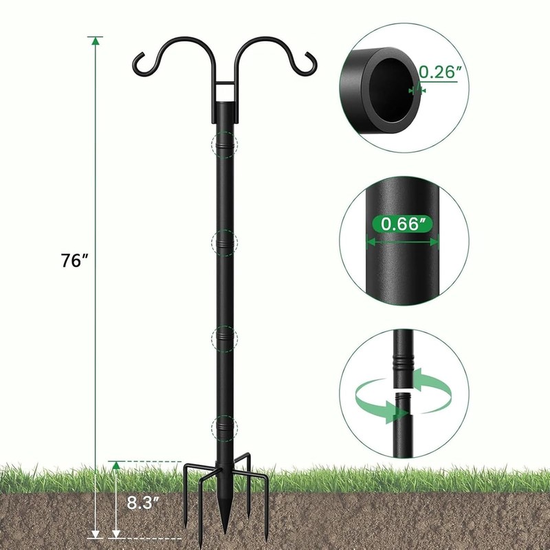 Double Shepherds Hooks for Outdoor 76”2 Pack Adjustable Shepard for Garden Hu... gallery