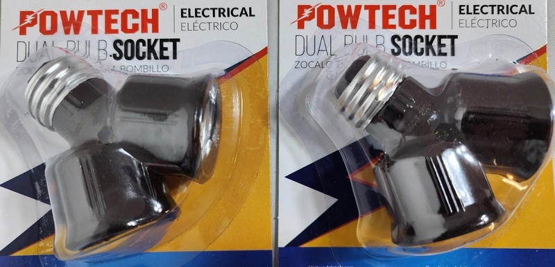 2 Pack Dual Light Socket Adapter Splitter E26 Standard Base 2 Outlet Lamp gallery