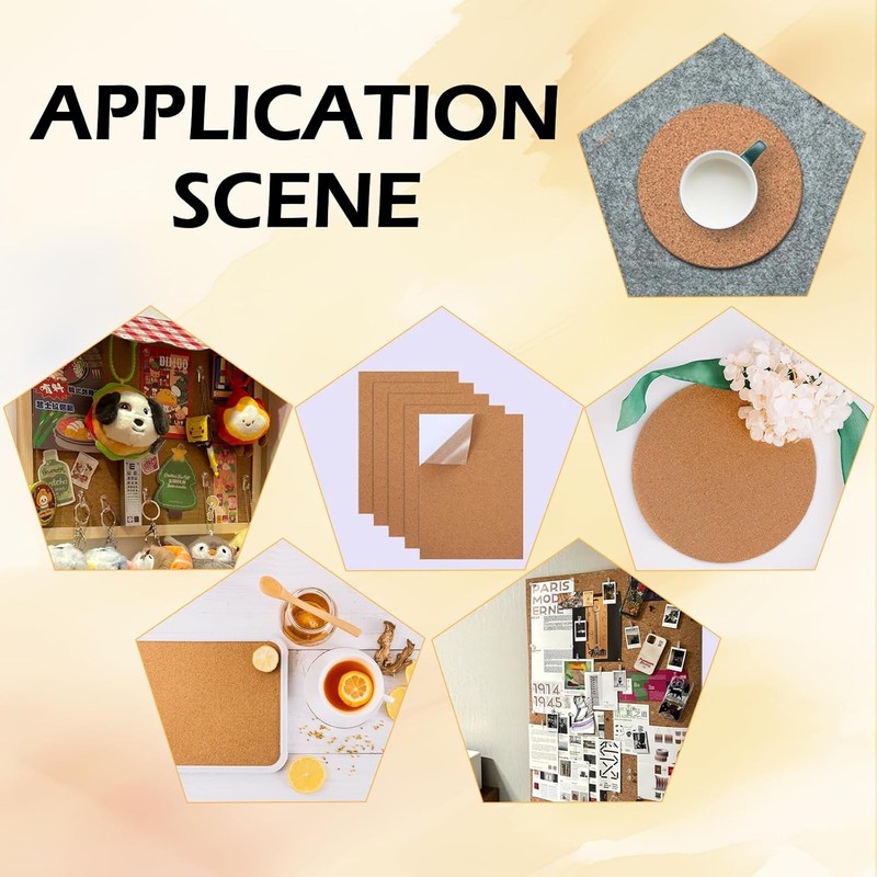 5PCS Self Adhesive Cork Sheets 1mm Thin Sticky Back Cork Boards for DIY Crafts gallery