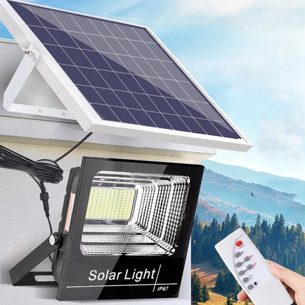 300W LED Solar Flood Lights Outdoor Street Light Dusk to Dawn Flood Wall Lamp US gallery