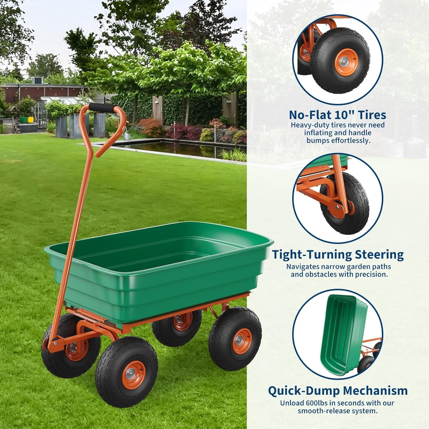 GRAVEE 600LB Poly Garden Dump Cart Heavy Duty Yard Wagon 4 Cu.Ft Capacity gallery