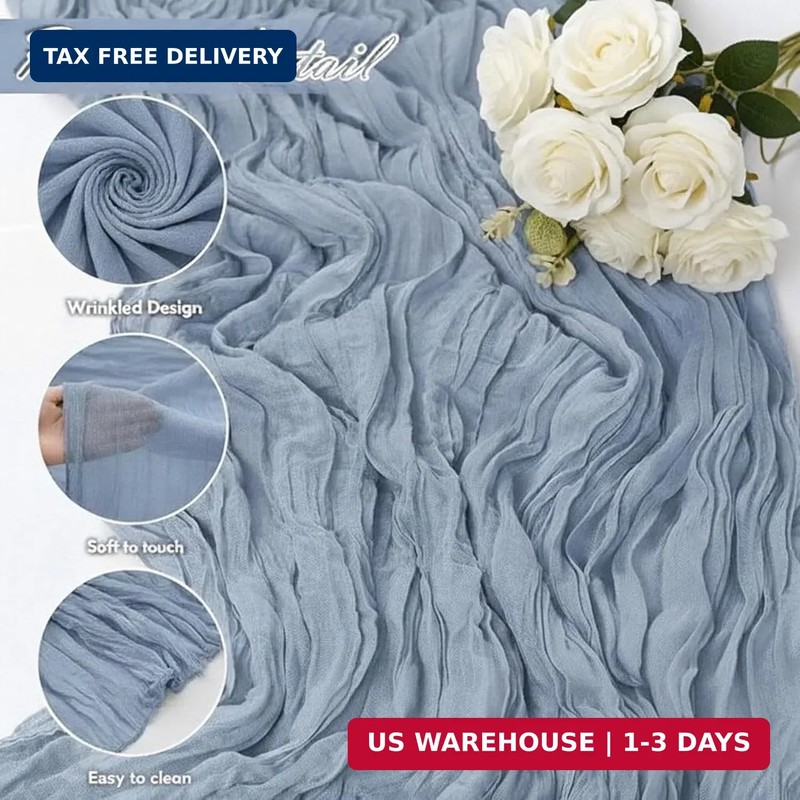 Dusty Blue Cheesecloth Table Runner Boy Baby Shower Wedding Decorations Spring G gallery