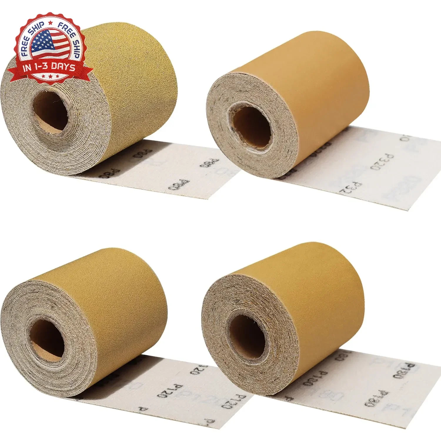 Total 20 Yards 2-3/4" Wide Continuous Sandpaper Roll Kit - 80 120 180 320 Grit H gallery