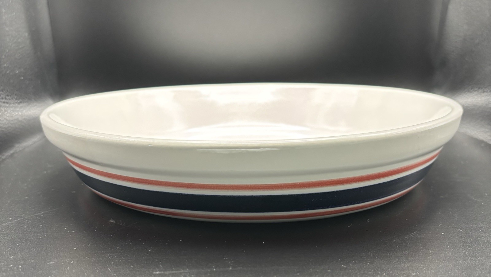 Dresden & Company Pottery 10" Pie Baker - American Blue Stripe - Made in USA gallery