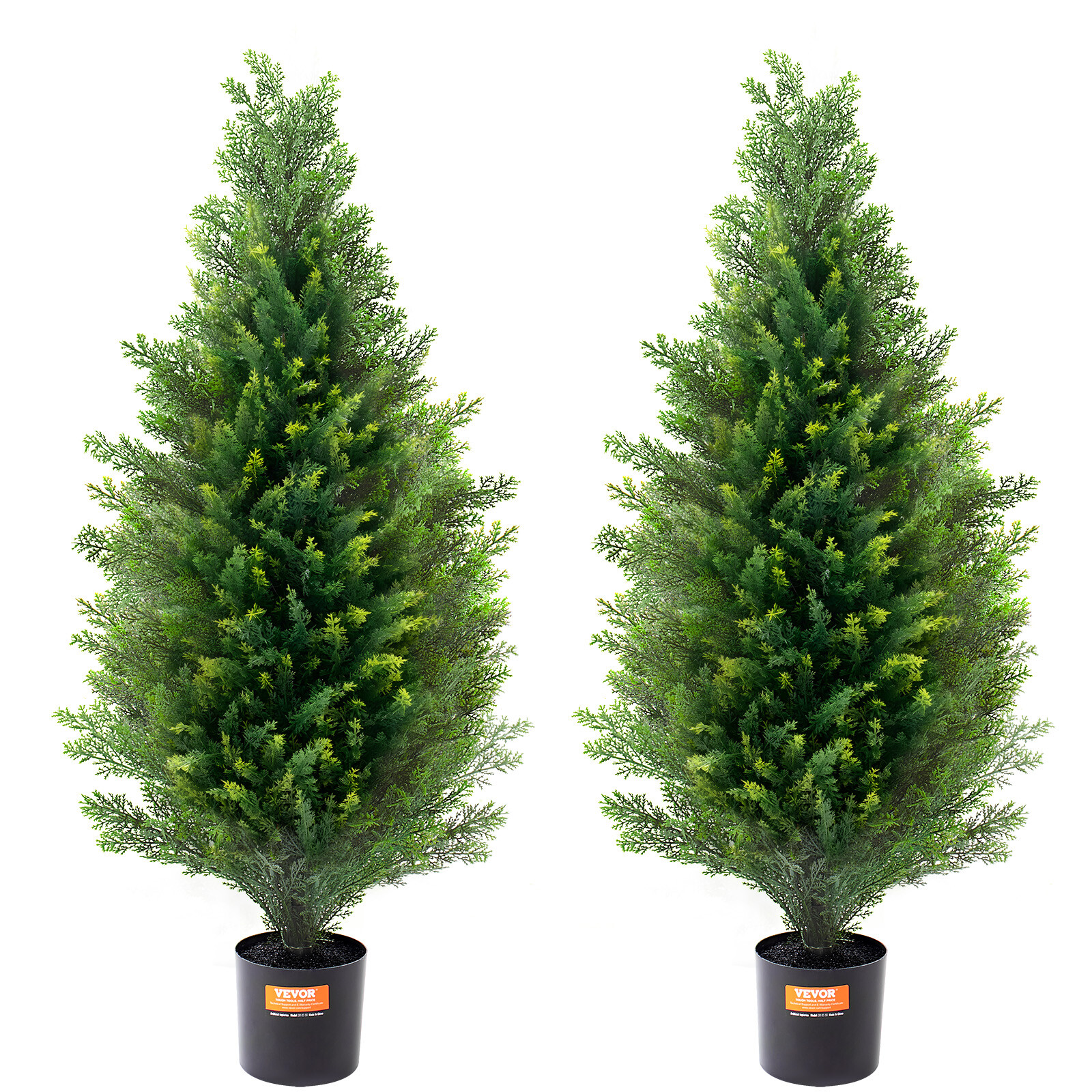 VEVOR 2 Pack 3' Artificial Cedar Topiary Tree Faux Plant UV Decor In/Outdoor gallery