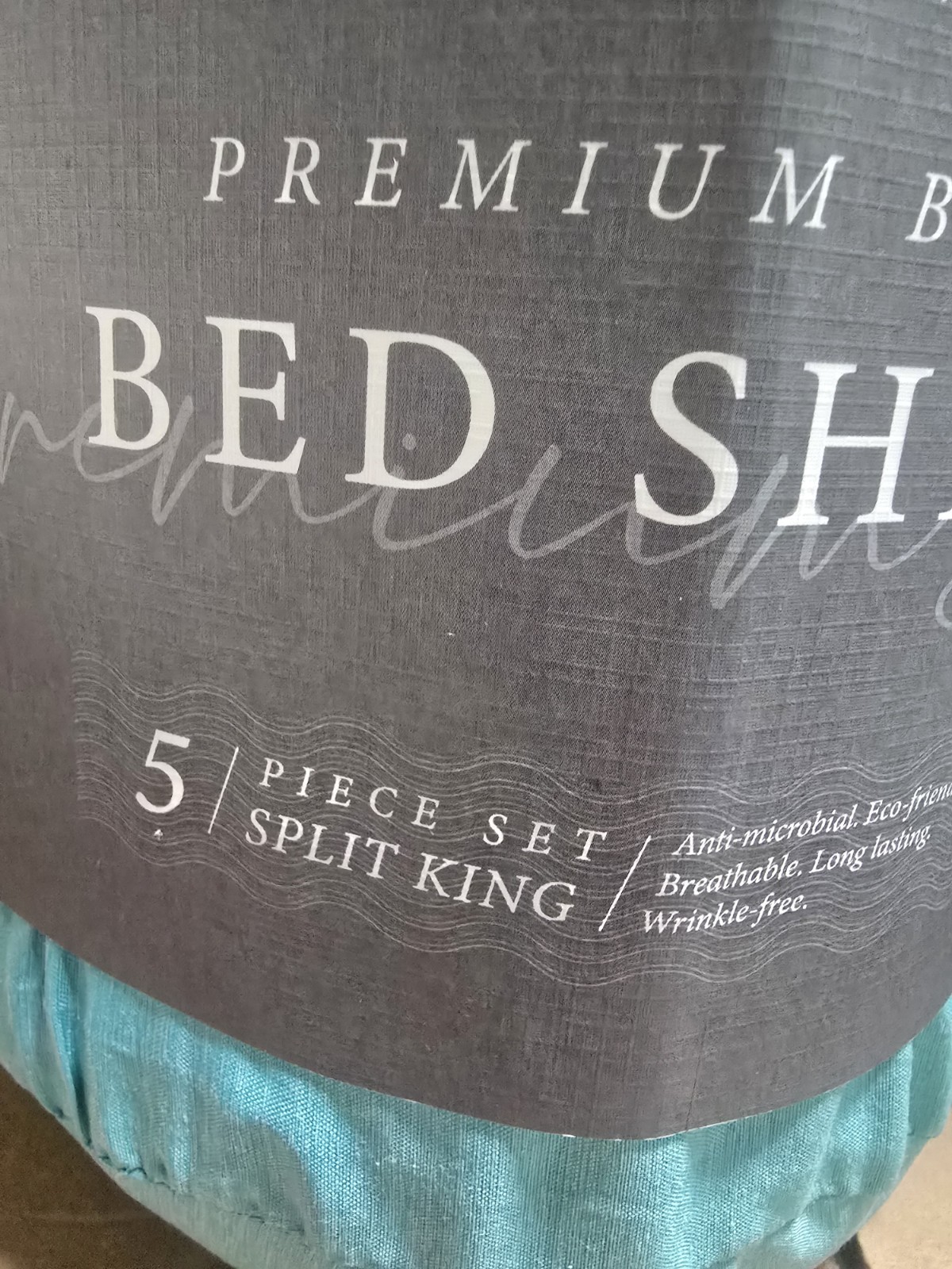 Cosy House Collection Bamboo SPLIT KING 5pc Sheet Set Corner Straps TURQUOISE gallery