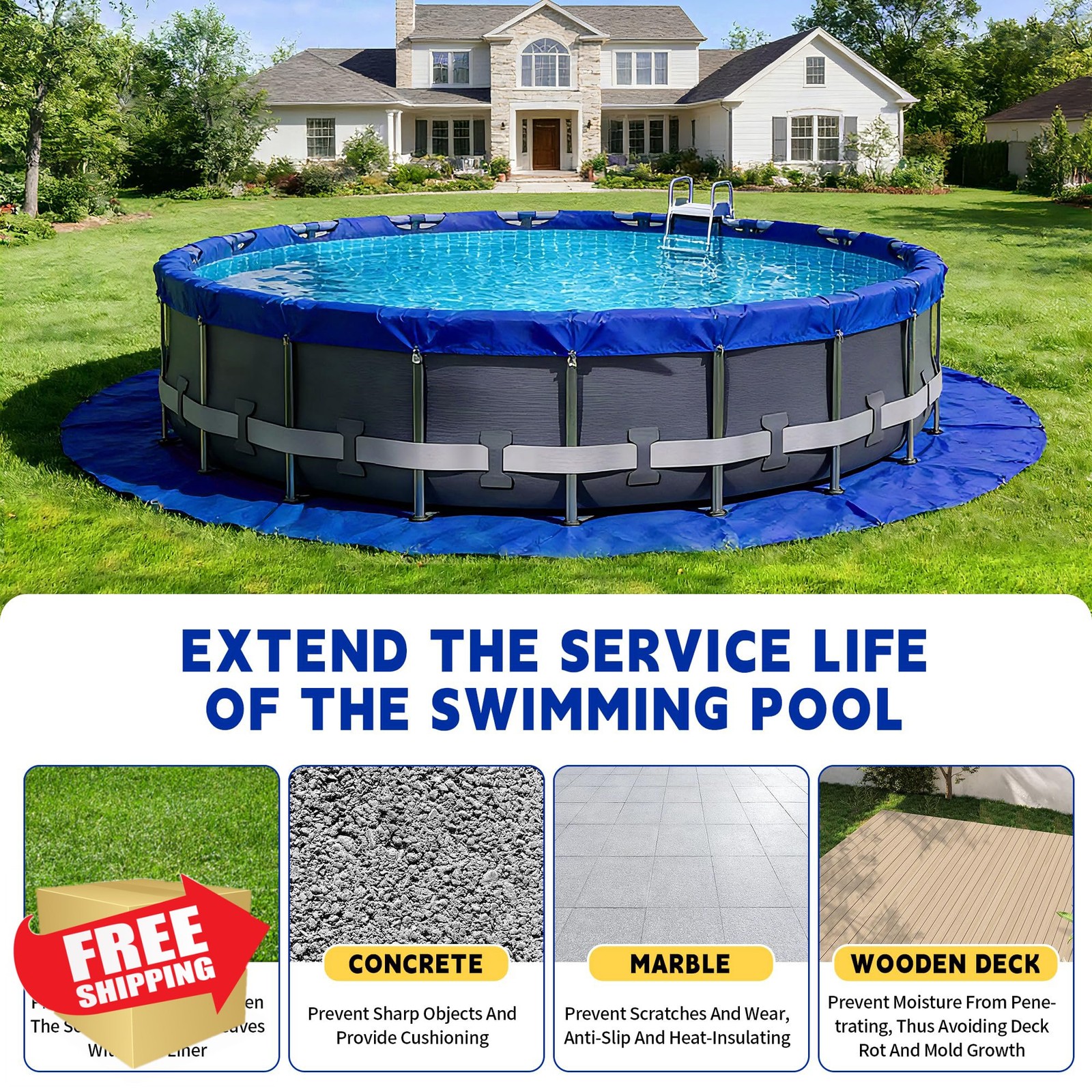 RAINDEWAY 18FT Blue Pool Liner Ground Cloth Protector gallery