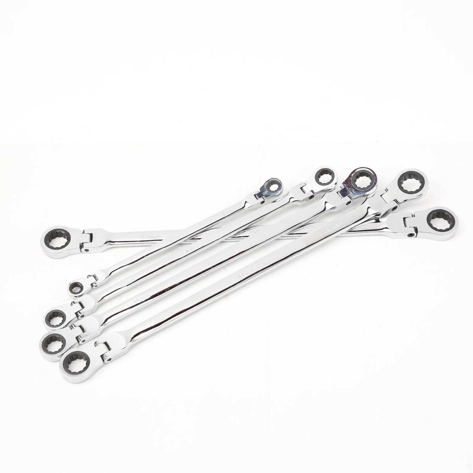 5Pcs Double Box End Ratcheting Wrench Degree Flexible Head Non Reversible Design gallery