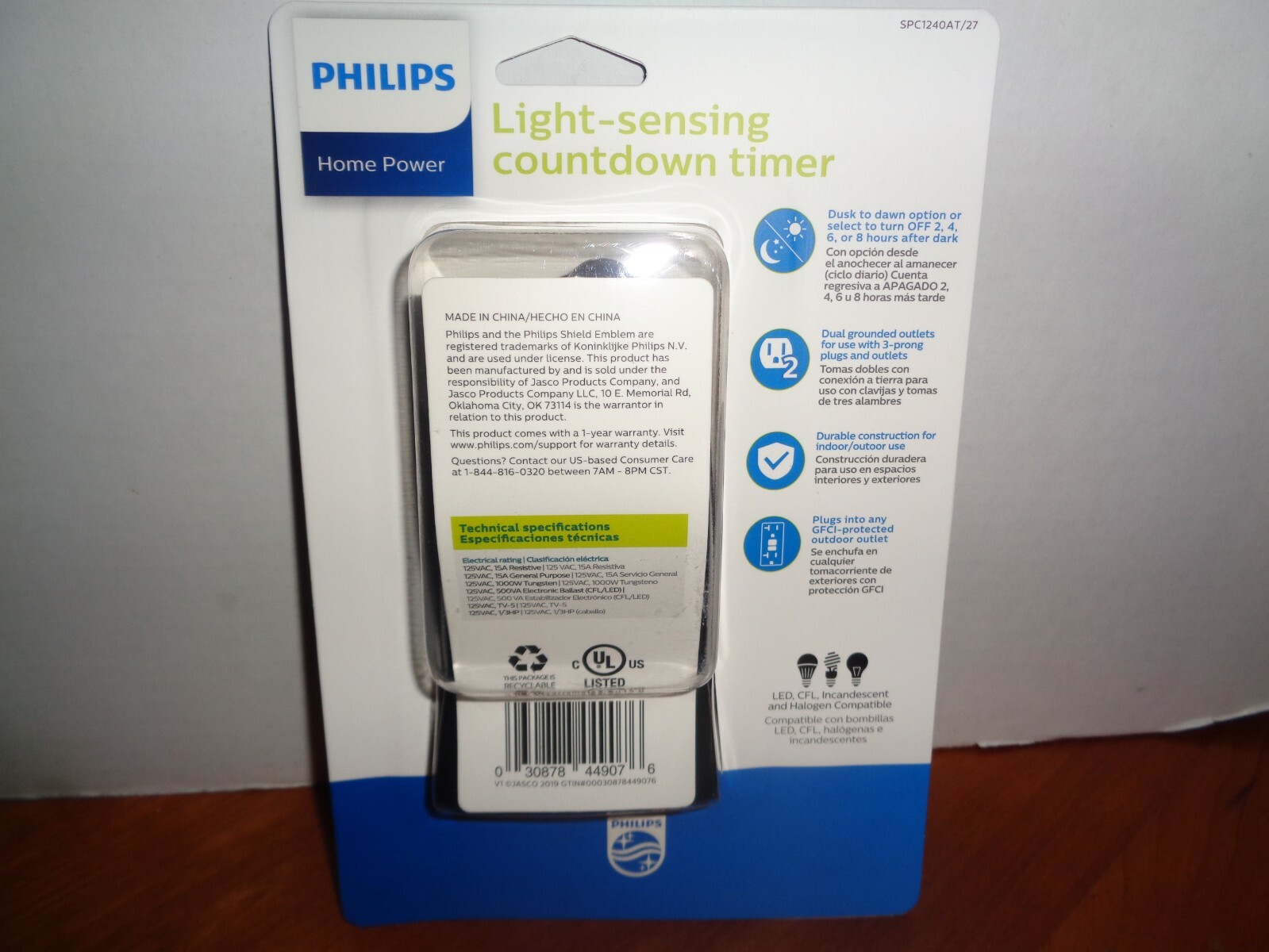 PHILIPS MECHANICAL OUTDOOR PHOTOCELL OUTLET TIMER DUSK to DAWN or 2 to 8 HOURS gallery