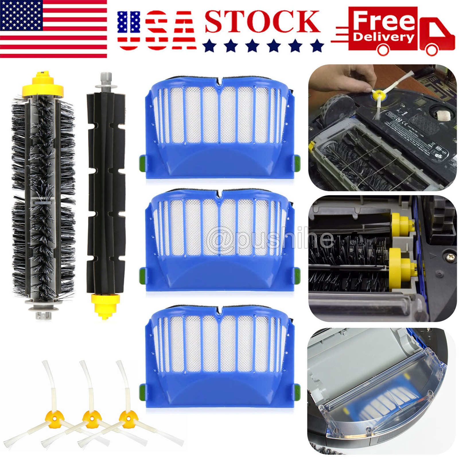 Replacement Parts Kit For iRobot Roomba 500 600 700 Series Vacuum Filter Brush gallery