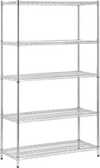 Adjustable Storage Durable Shelving Unit 800-Pounds Per Shelf Chrome 5-Tier