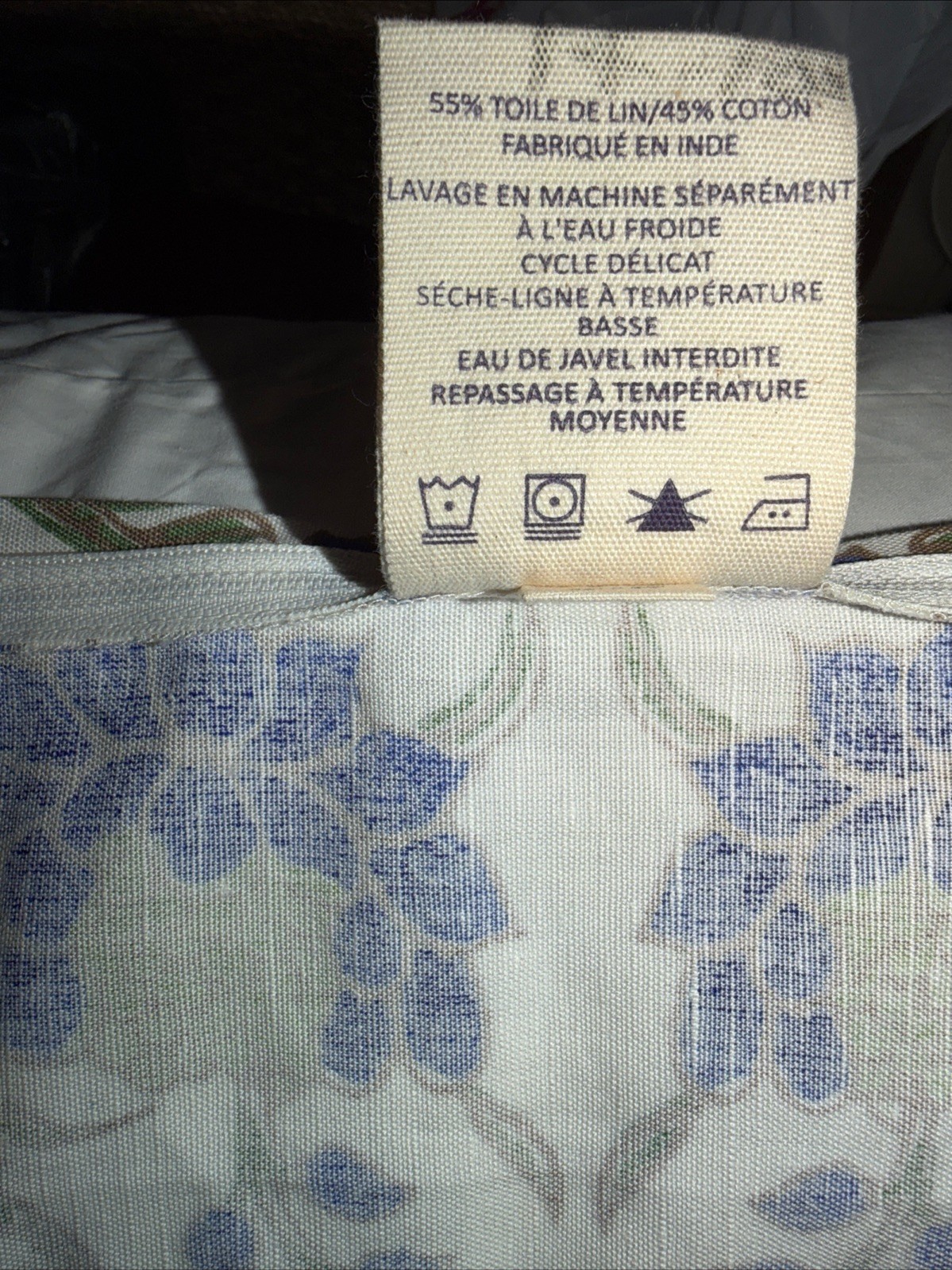 John Robshaw Euro Sham + Feather Insert Gajra Azure Cotton Linen New gallery