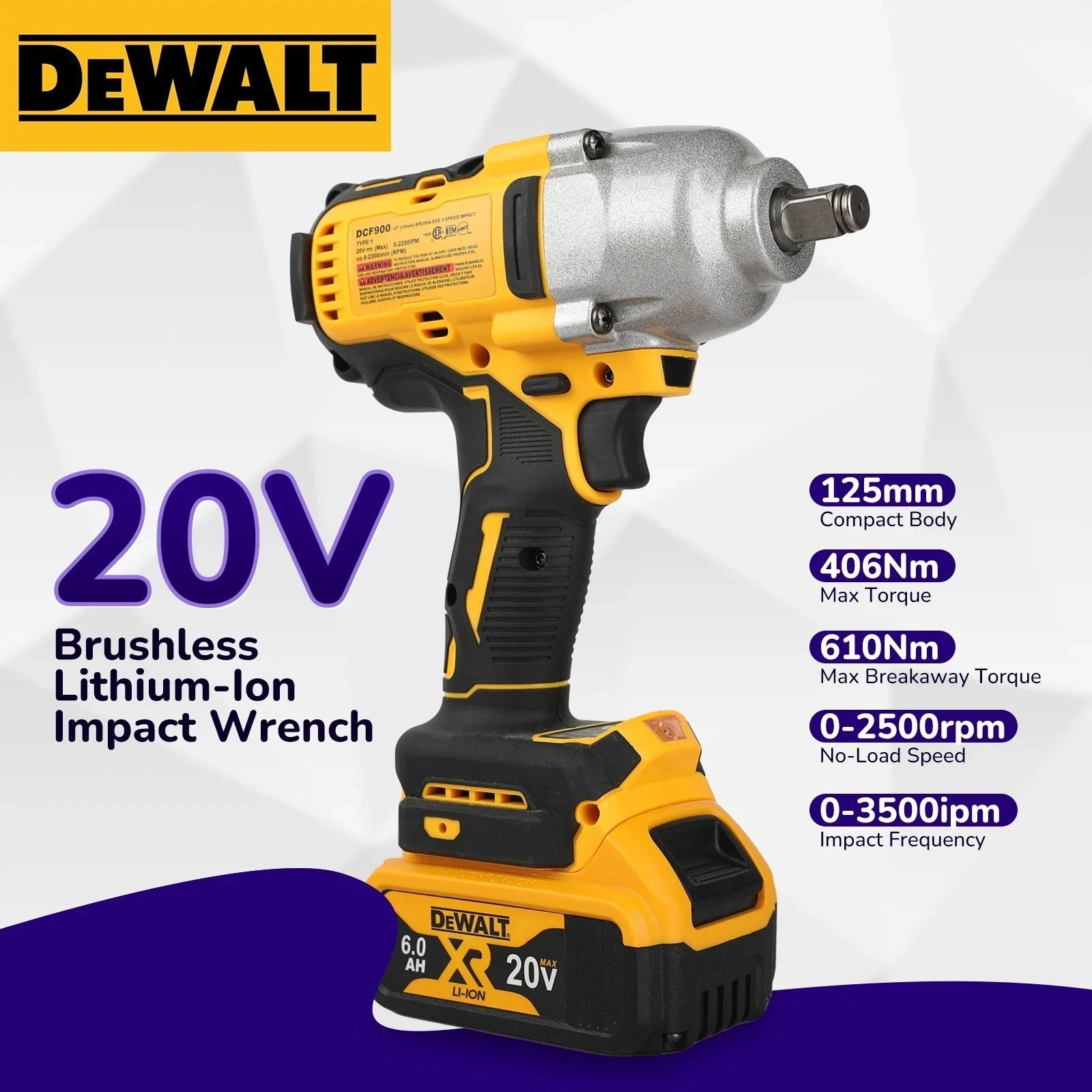 DeWALT DCF900 20V Brushless Impact Wrench 1/2" 1898Nm High Torque Cordless gallery