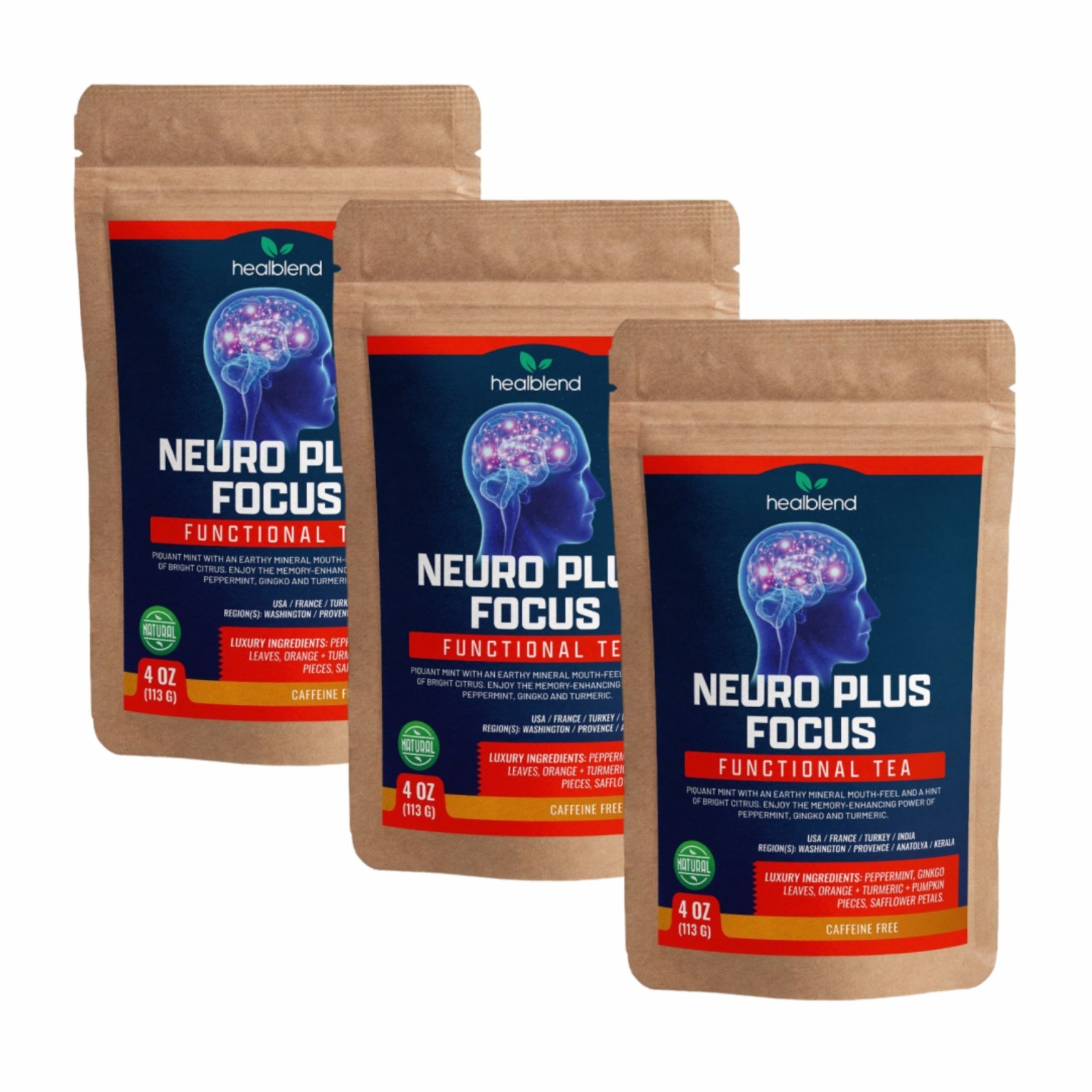 Neuro Plus Focus Herbal Tea 4oz – Caffeine-Free Brain Support with Ginkgo & Mint gallery