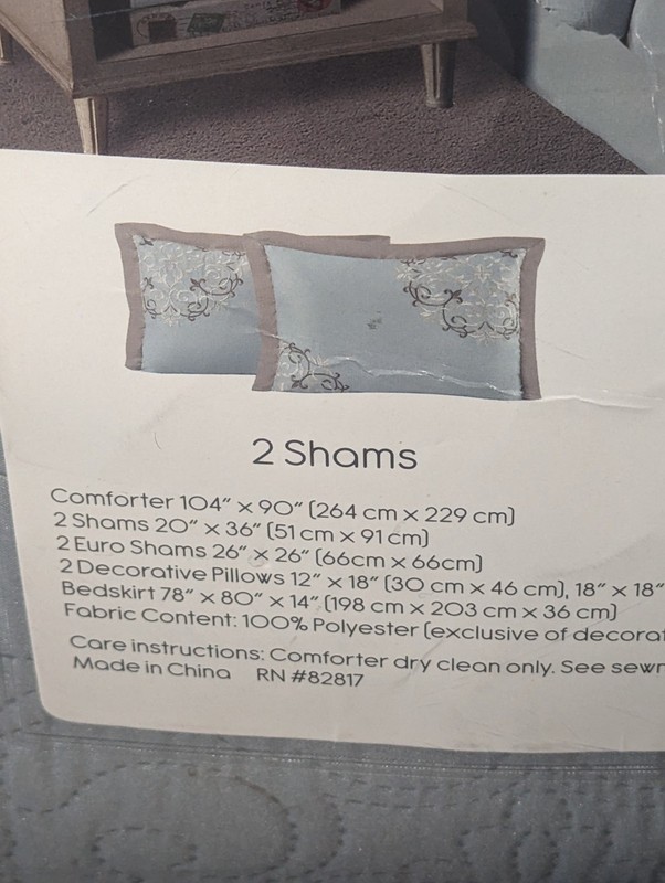 8 Pc King Comforter Set "Fenimore" Fleur-De-Lis Gray Blue Beige Cream gallery