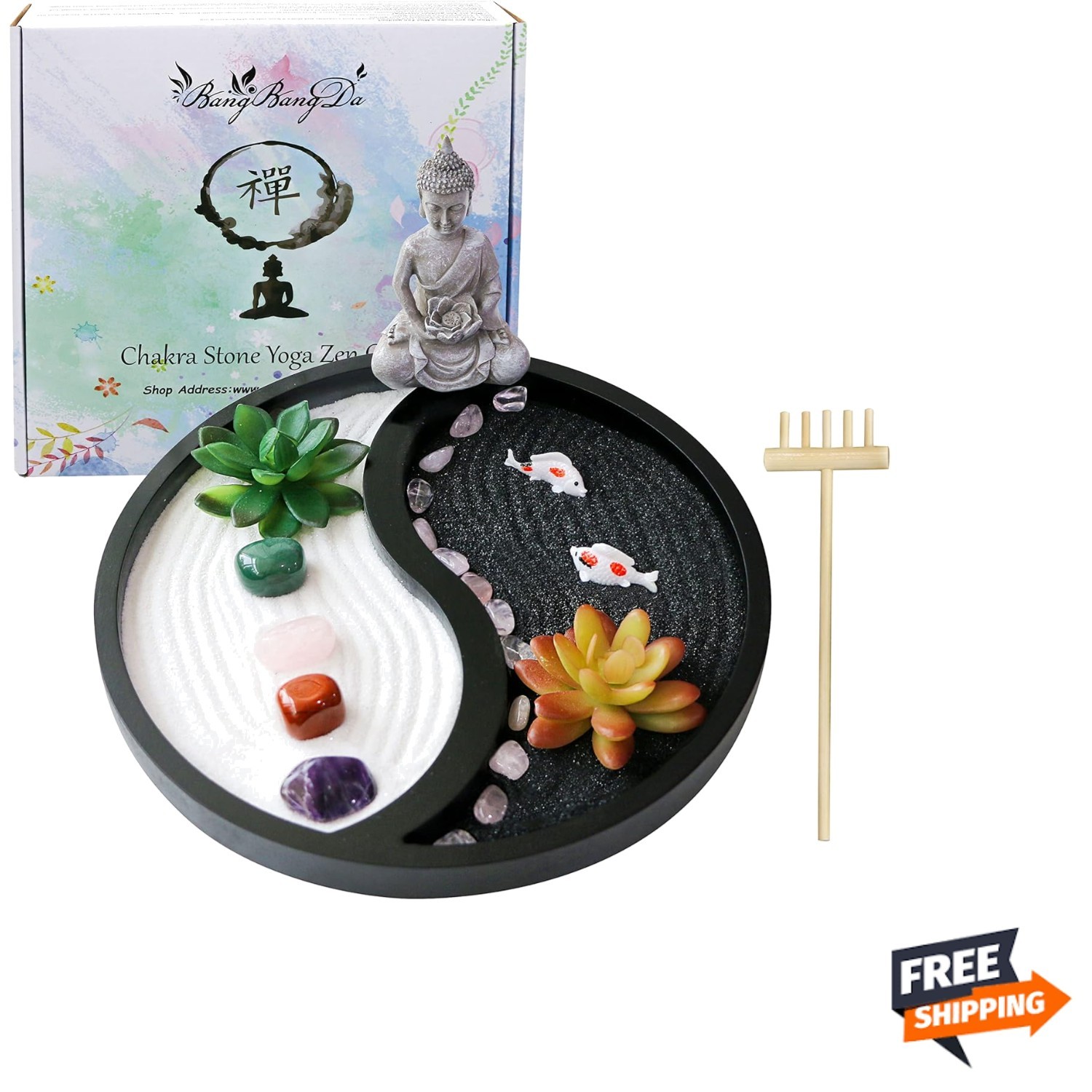 Buddha Zen Garden Kit Home Office Tabletop Sand Crystal Meditation Decor gallery