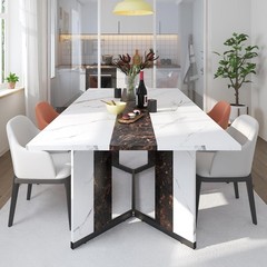 71 Inch Large Rectangular Dining Table for 6-8 People Dining Table with Marble