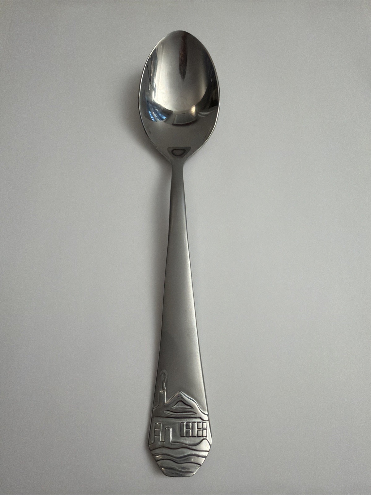 Cambridge Silver Woodlodge Pattern SS Oval Soup Spoon 8" Rare HTF gallery