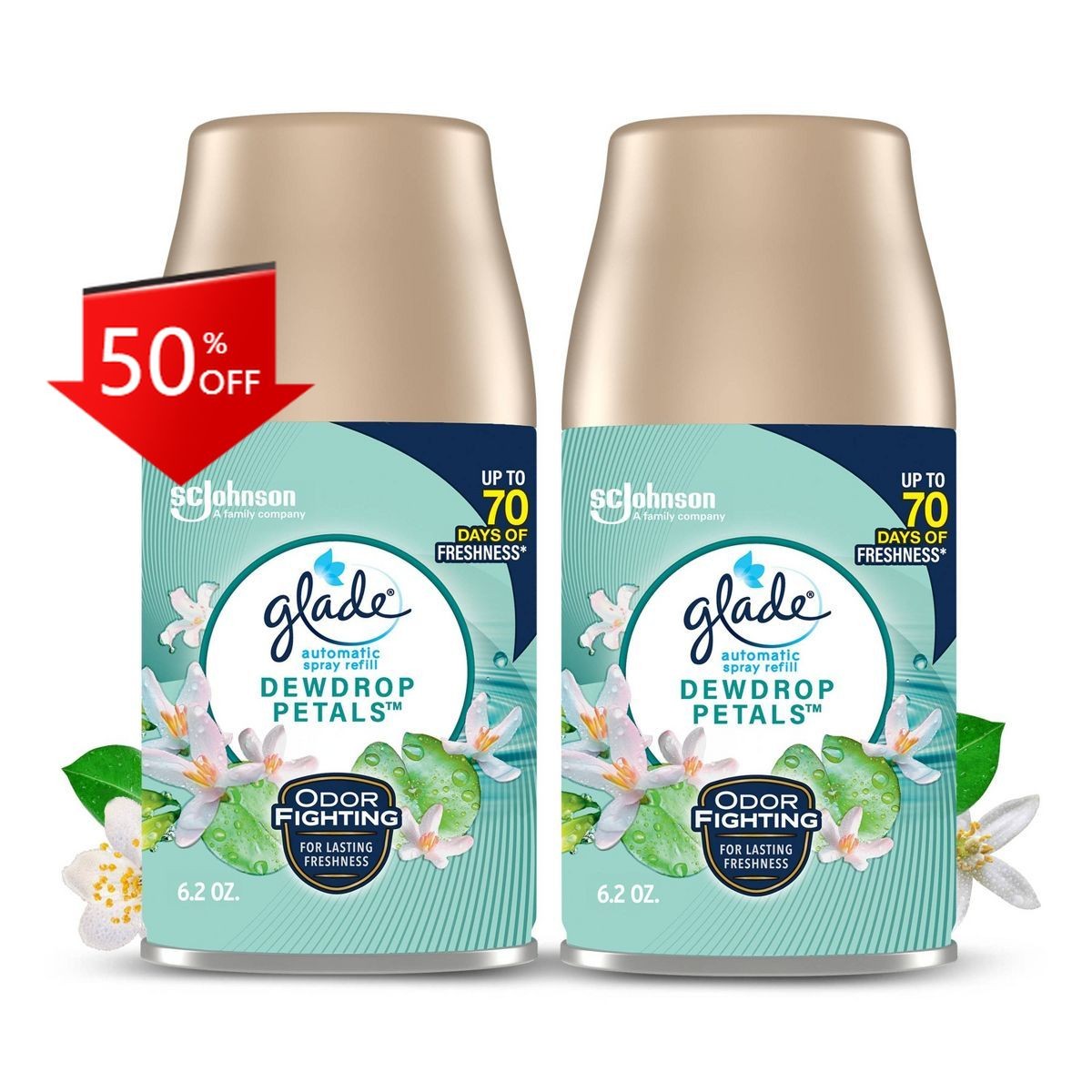 Glade Automatic Air Freshener Room Spray Scent Refills-Dewdrop Petals-6.2oz/2ct gallery