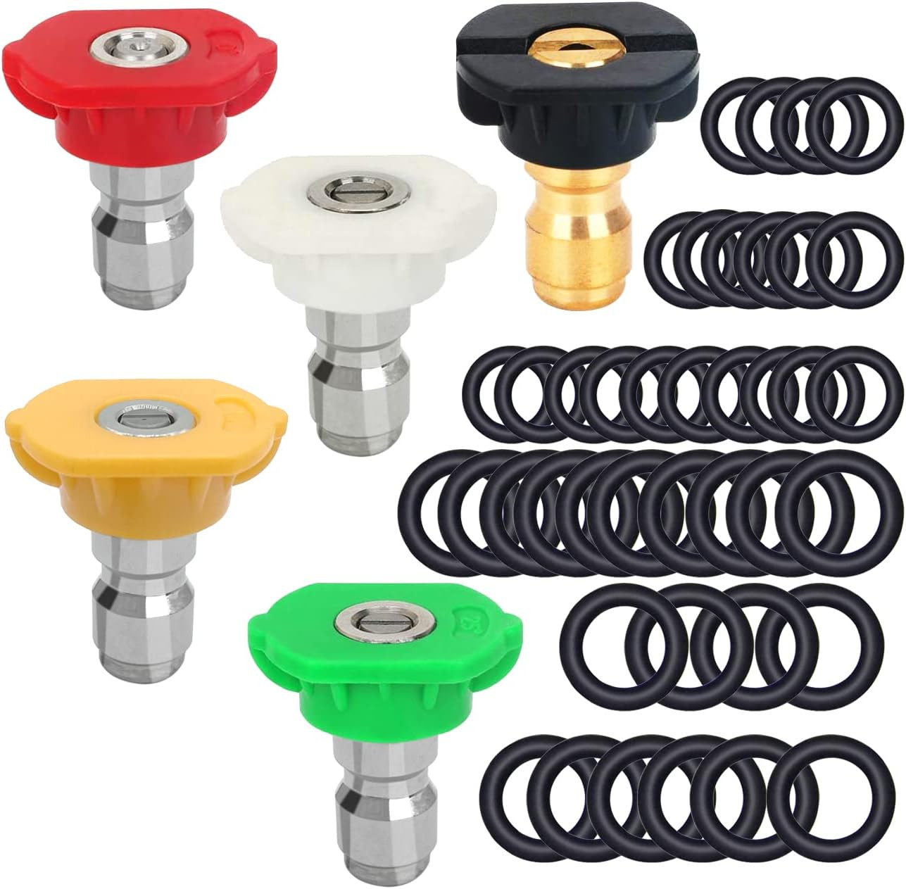 5 Pack Pressure Washer Spray Nozzles Tips + 40 Pcs O-Rings Replacement for 1/4 I gallery