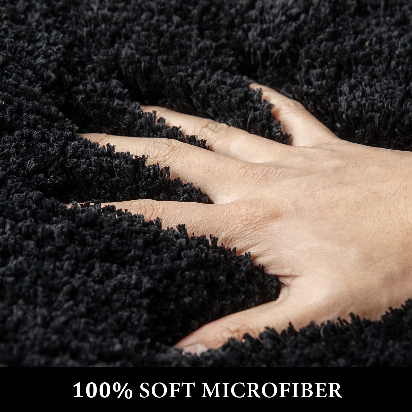 24x60" Black Bathroom Runner Rug Long Bath Mat Machine Washable Absorbent gallery