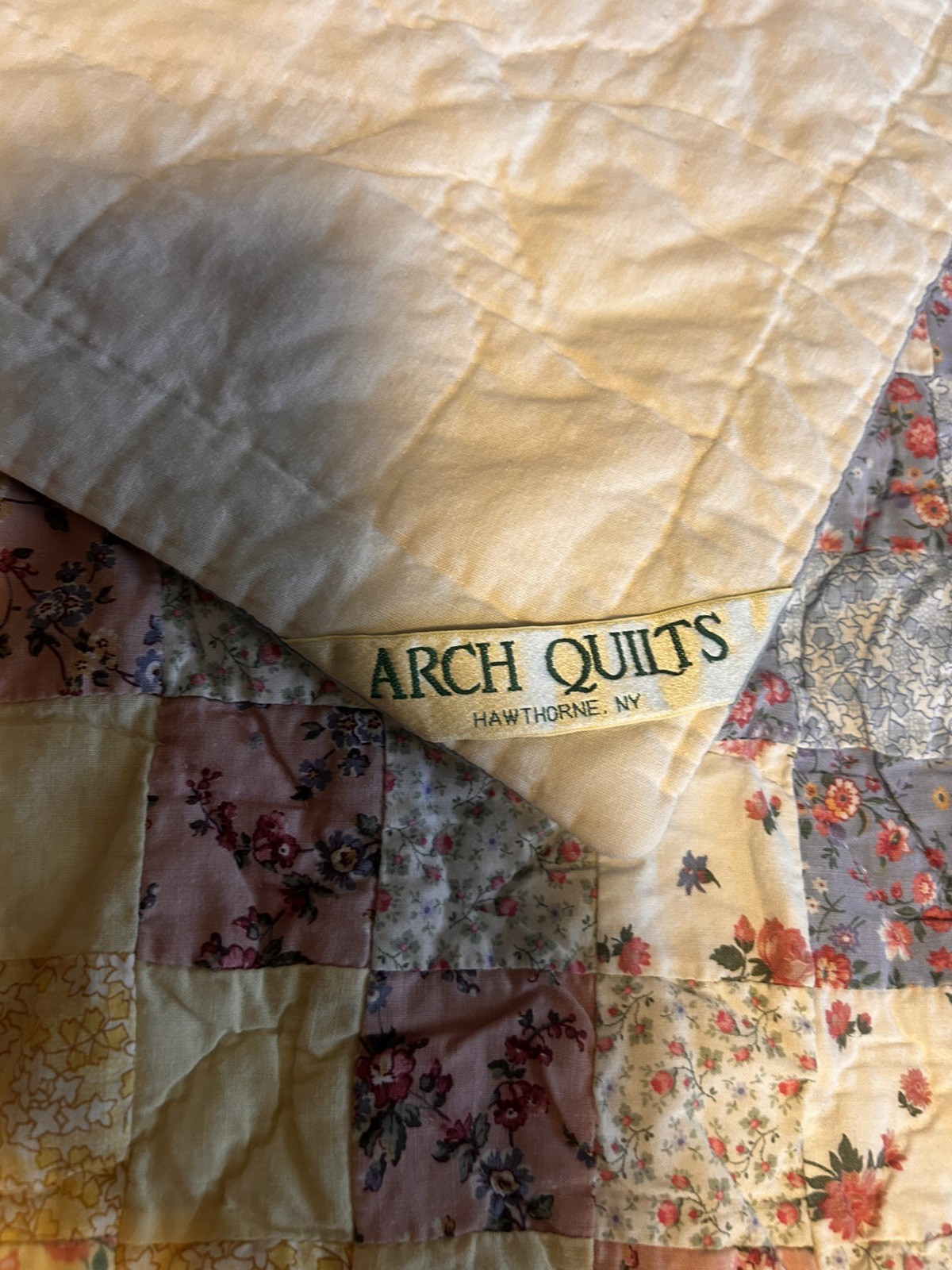 Patchwork Quilt Throw Blanket Hand Stitched Floral Multicolor Cottage Farmhouse gallery