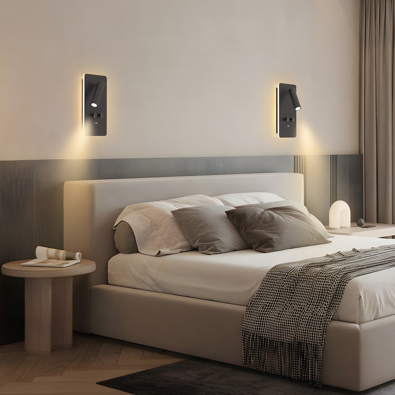 Plug in LED Wall Sconce Backlighting Dimmable Reading Spot Bedside Lamp USB Port gallery