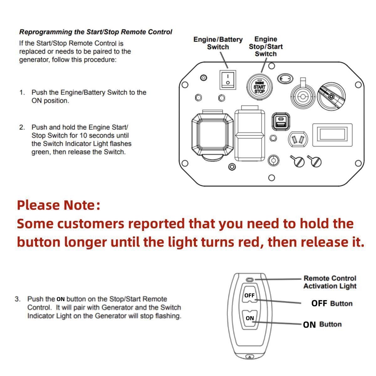 Remote Control Key Fob for Westinghouse iGen4500DF iGen4500 Inverter Generator gallery