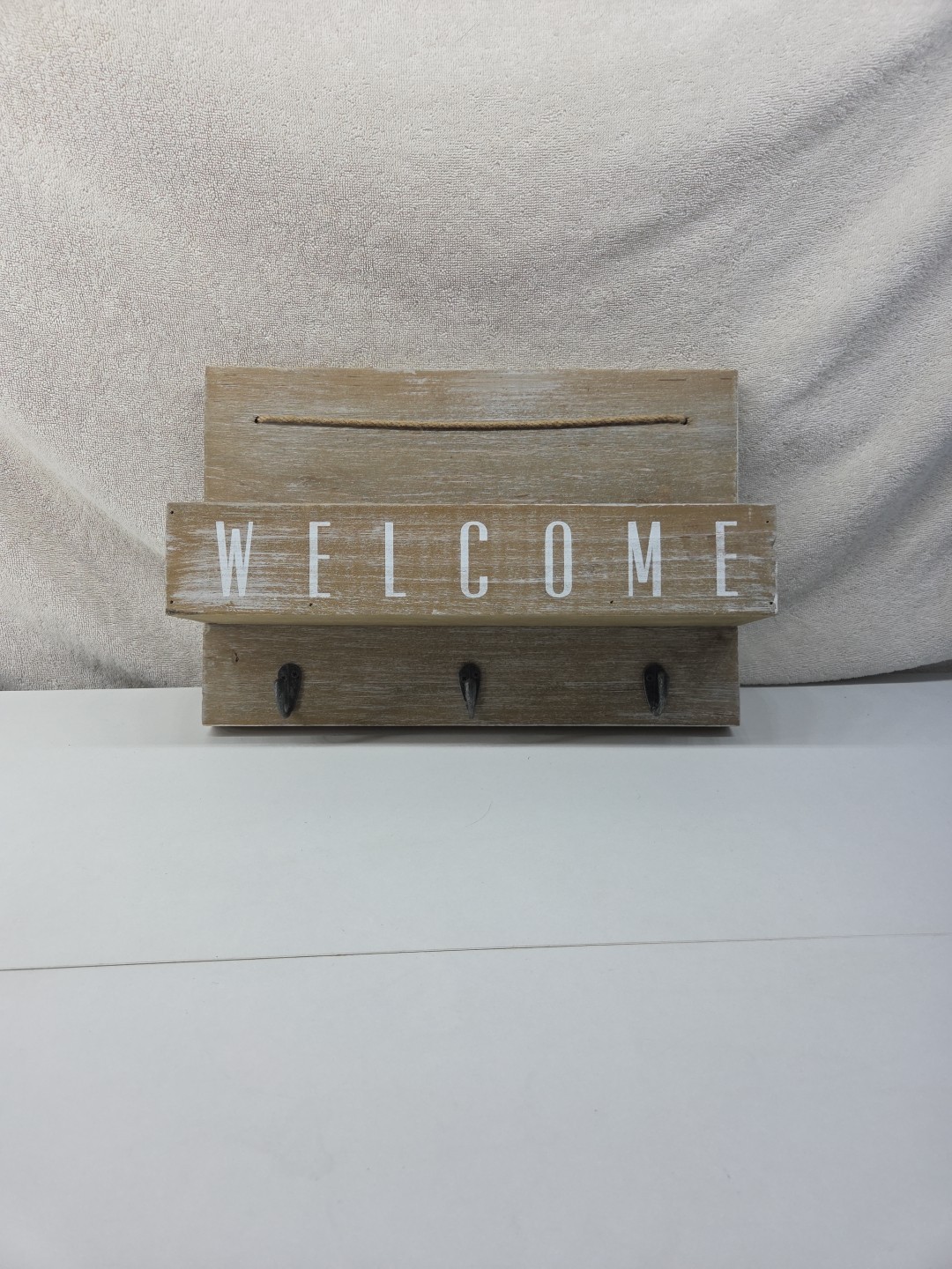 Mail/Key Shelf - Hangs On The Wall - Good Shape. Says Welcome gallery