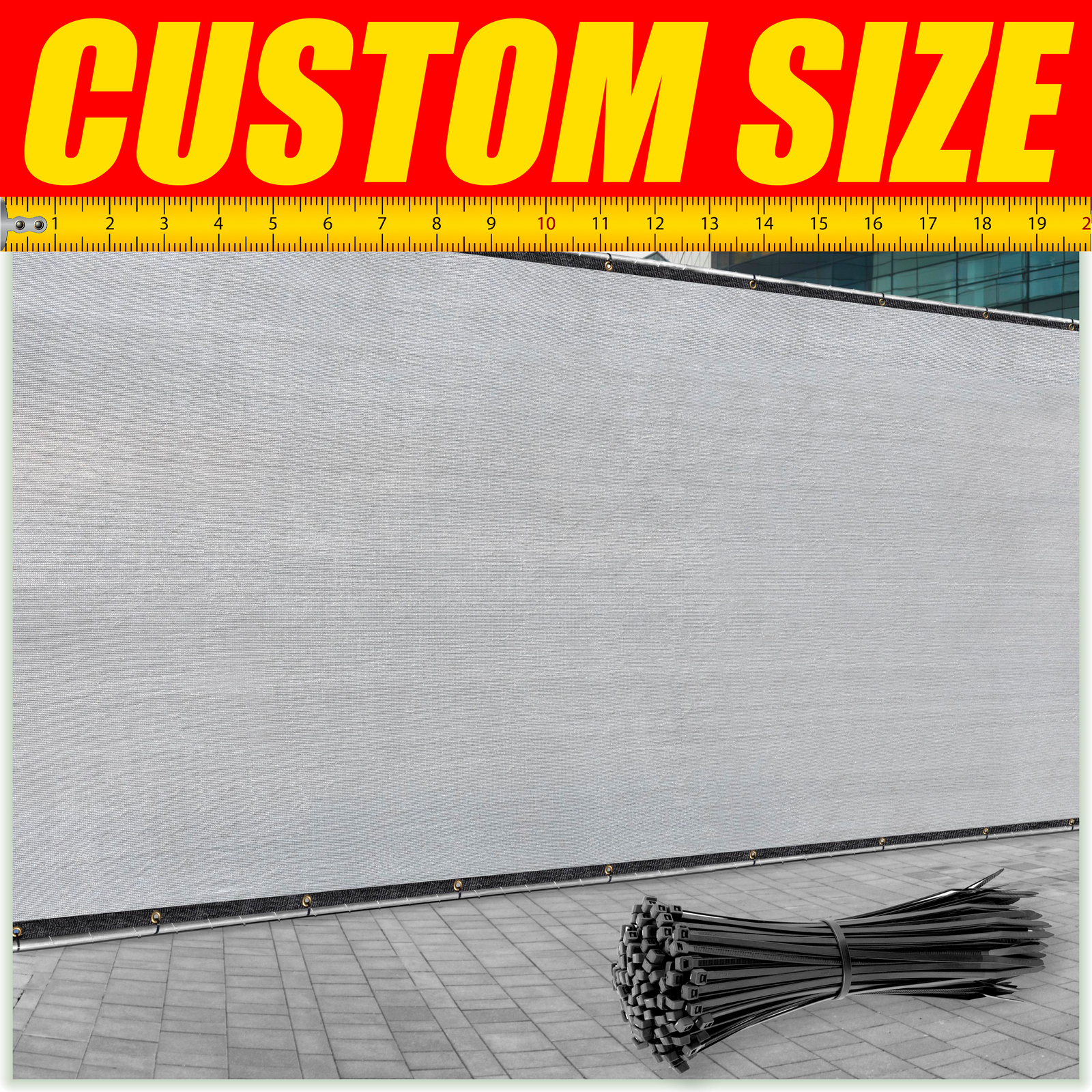 ColourTree Grey 4' Fence Privacy Wind Screen Mesh Windscreen Custom Size 4 Feet gallery
