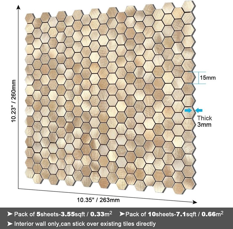 Rustic Hexagon Kitchen Backsplash Stickers 10PCS gallery