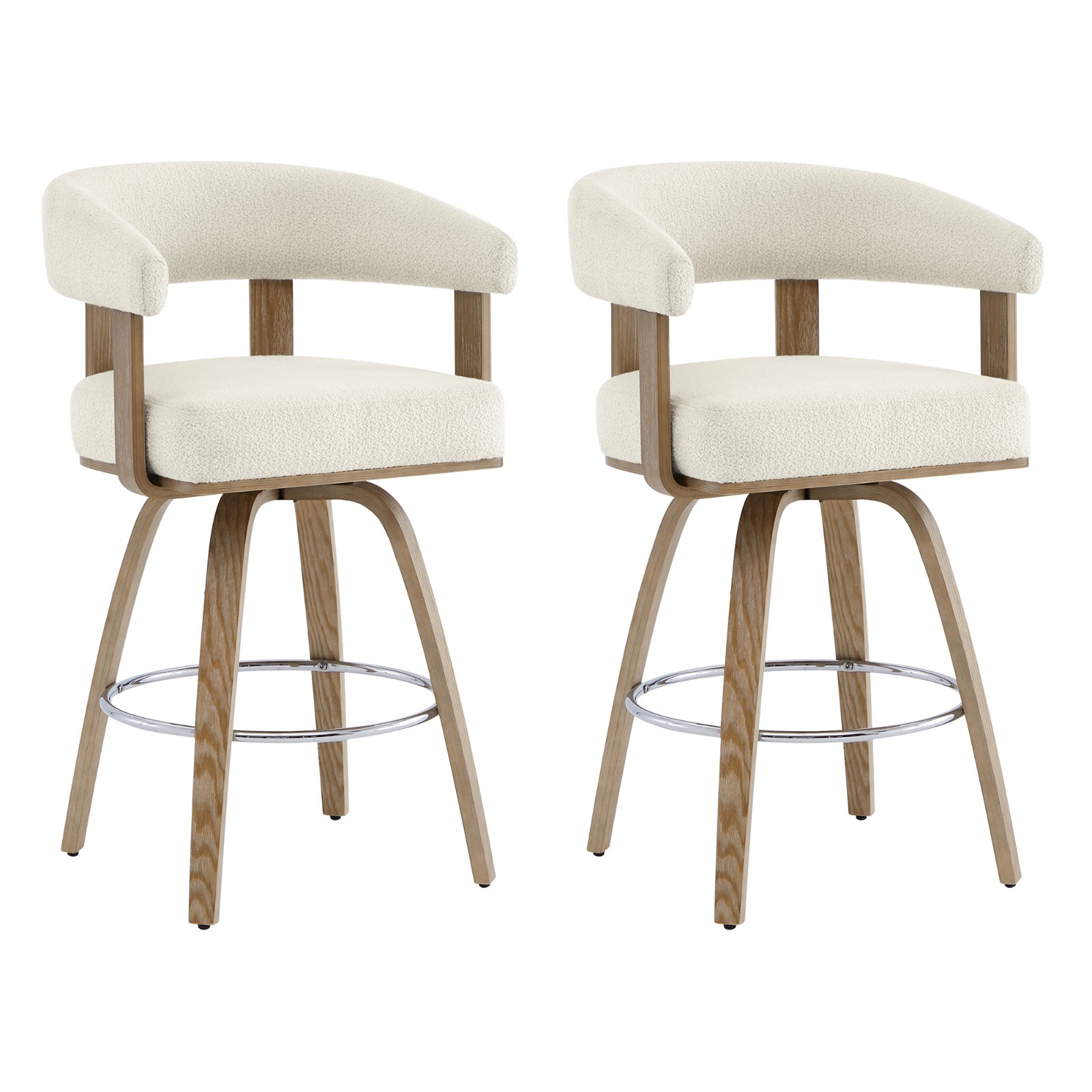 CHITA Swivel Counter Height Barstools Set of2,Upholstered Stools w/Back&Armrest gallery