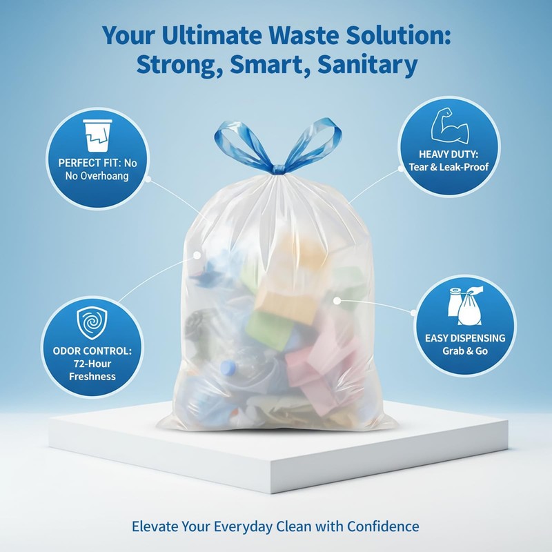 Kitchen 10 Gallon Trash Bag Drawstring,1.2 Mil,Unscented,120 Count gallery