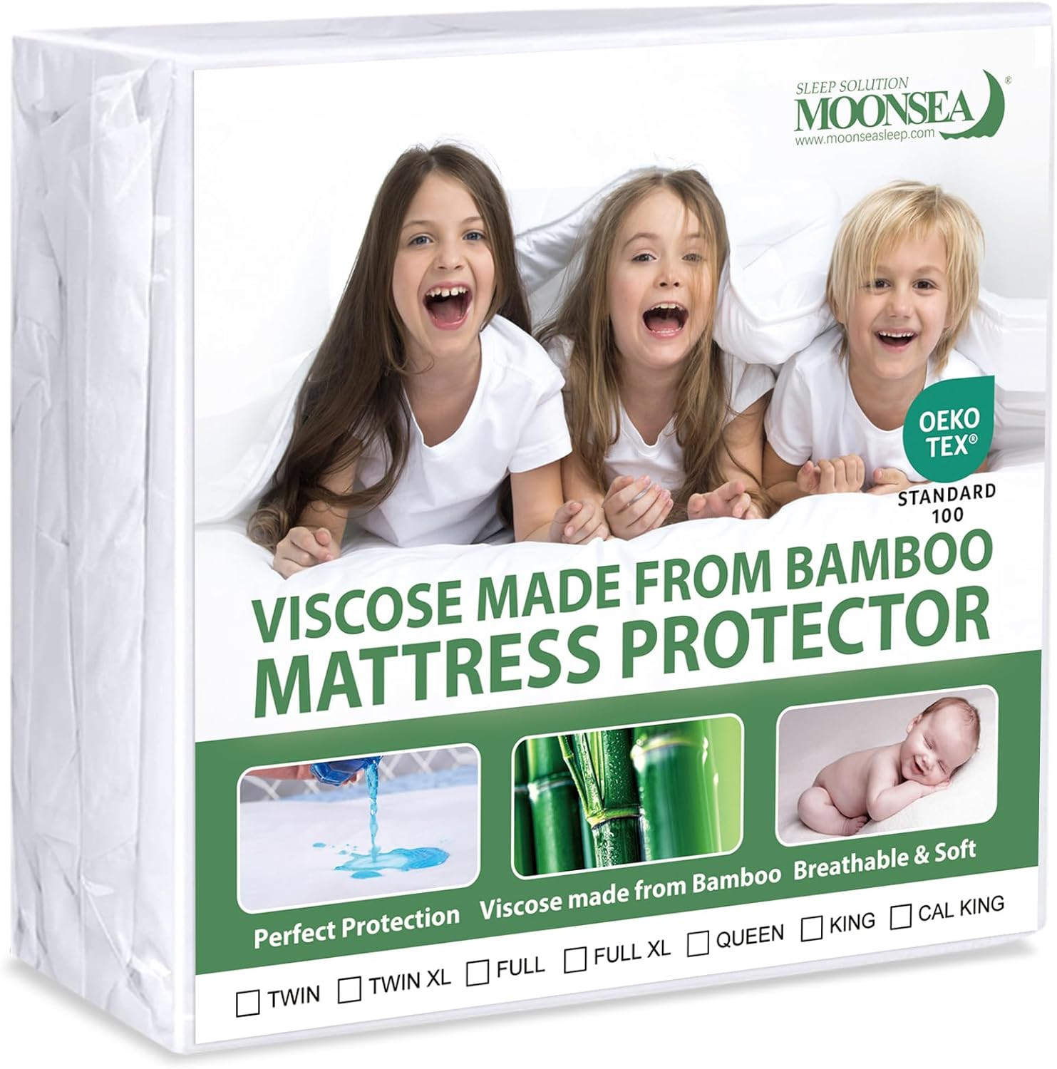 Waterproof Mattress Protector Twin, Breathable Bamboo Cover, Skin Friendly, 14" gallery
