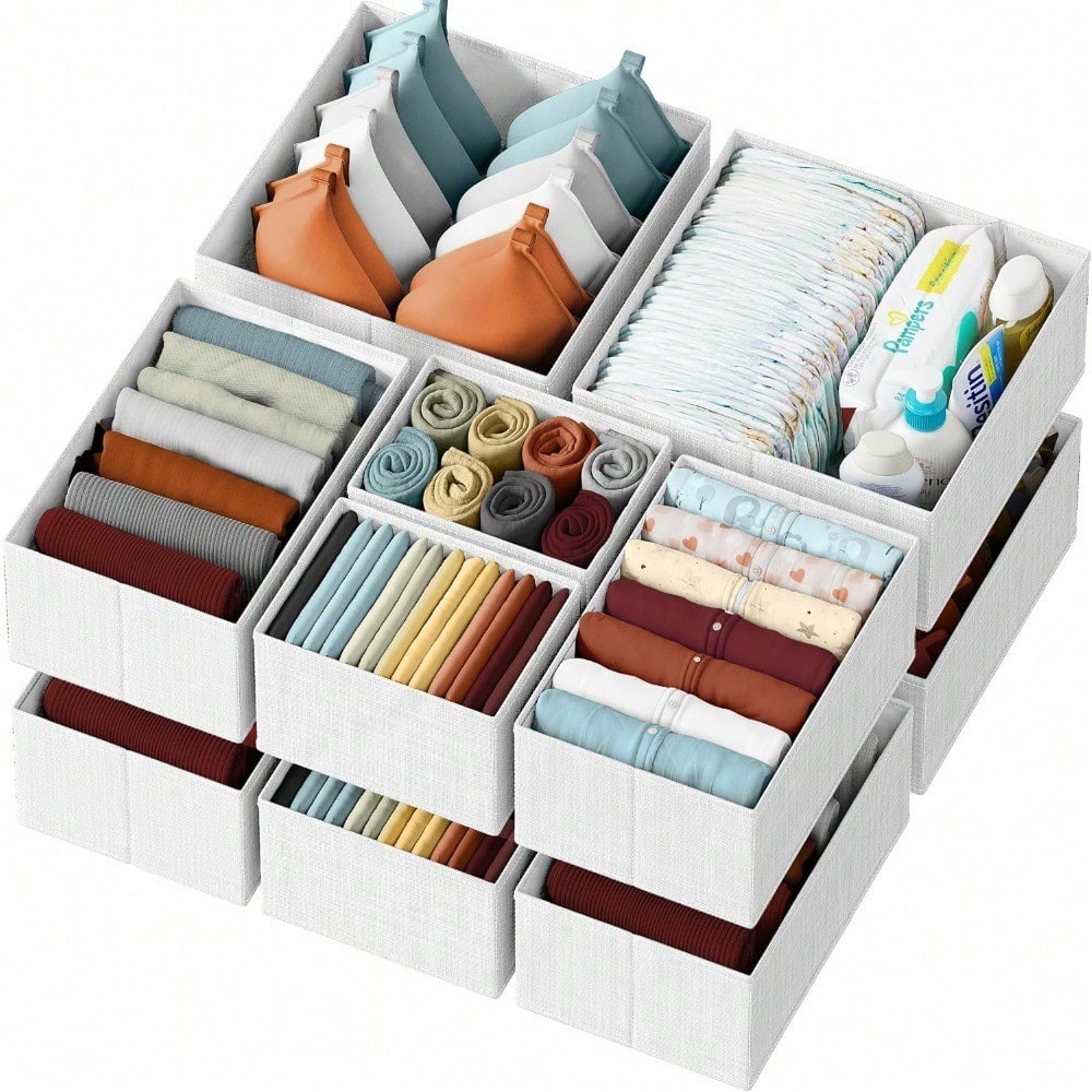 12 Pack Drawer Organizer Set Soft White Grey Neat Closet Calm Storage for Home gallery