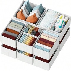 12 Pack Drawer Organizer Set Soft White Grey Neat Closet Calm Storage for Home