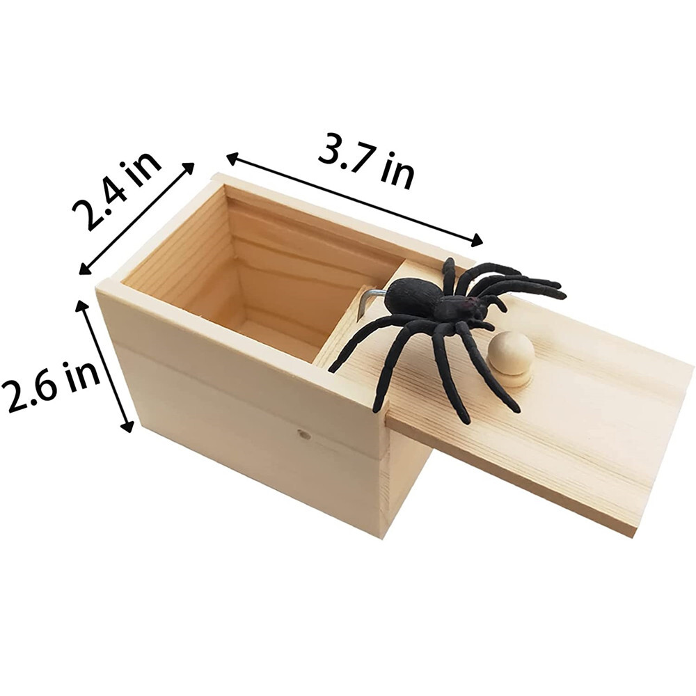 Wooden Prank Spider Scare Box Hidden in Case Trick Play Joke Scarebox Gag Toy gallery