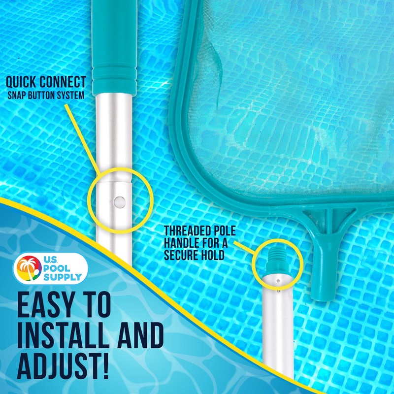 5ft Swimming Pool Leaf Skimmer Net, Aluminum Pole 5 Sections, Fine Mesh Netting gallery