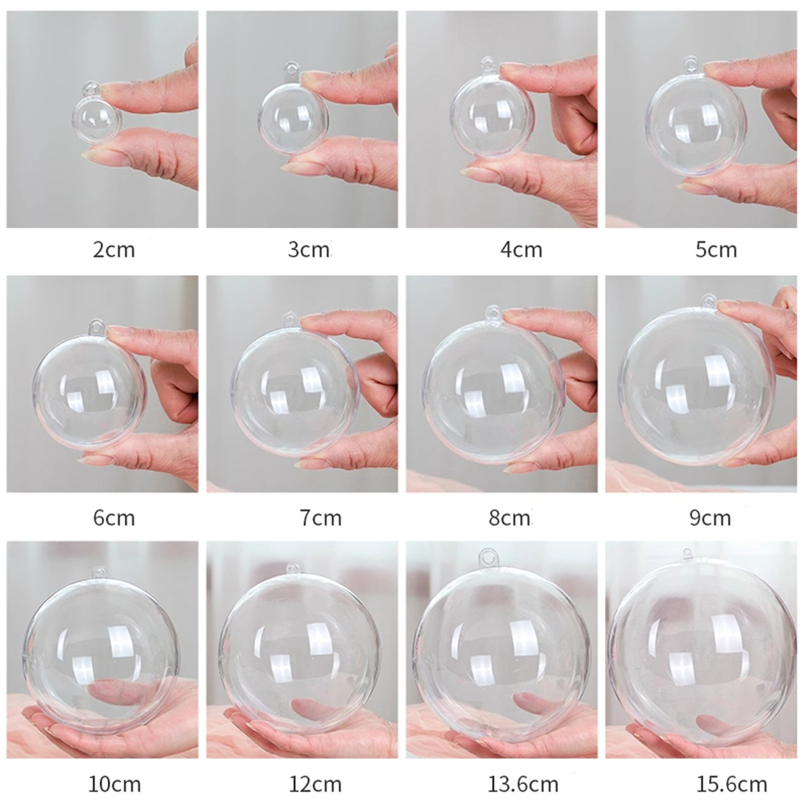 5-40PC Clear Fillable Baubles 2-30cm Plastic Wedding Christmas Decoration Round gallery
