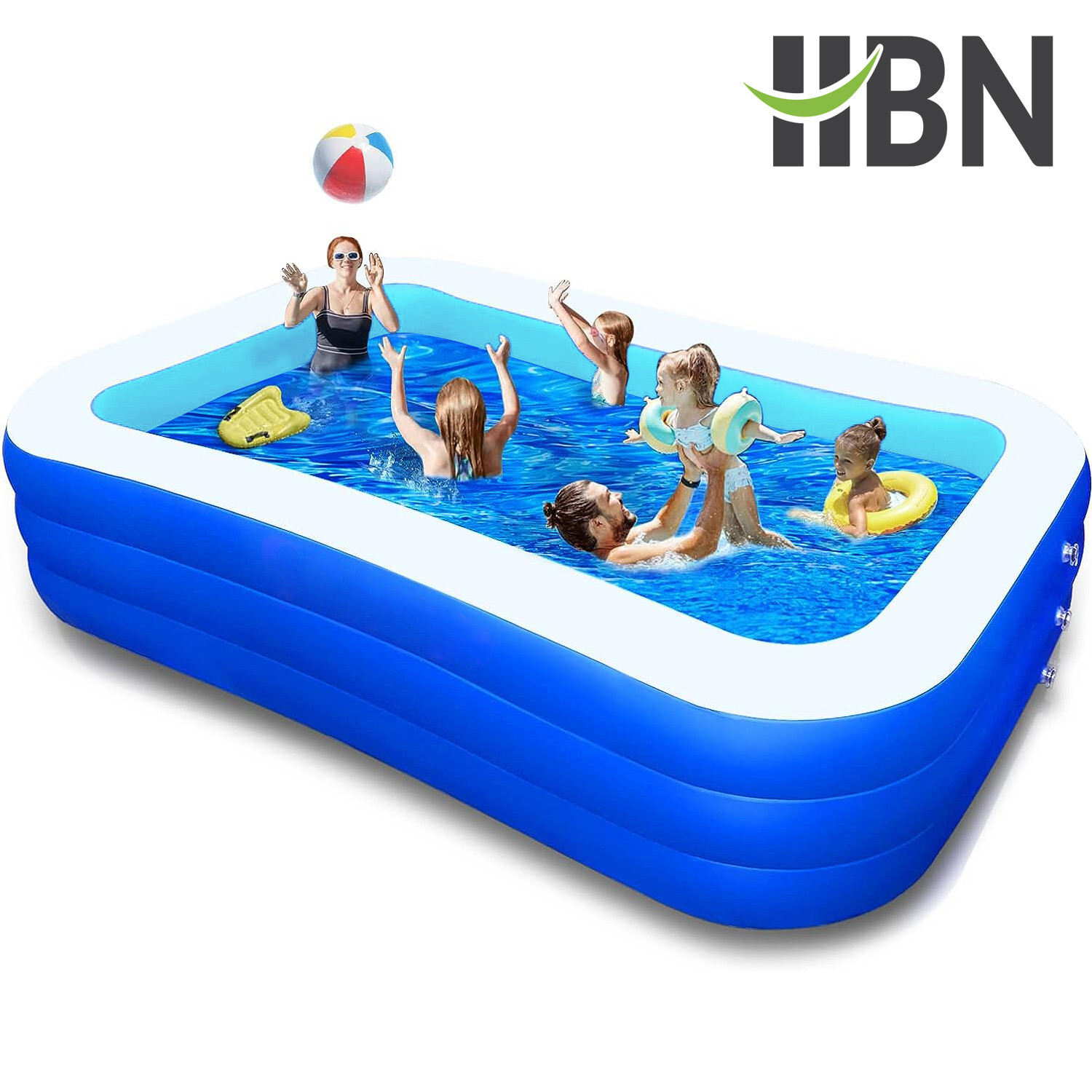 HBN Inflatable Pool for Kids and Adults, 120"X68"X22" Oversized Thickened Family gallery