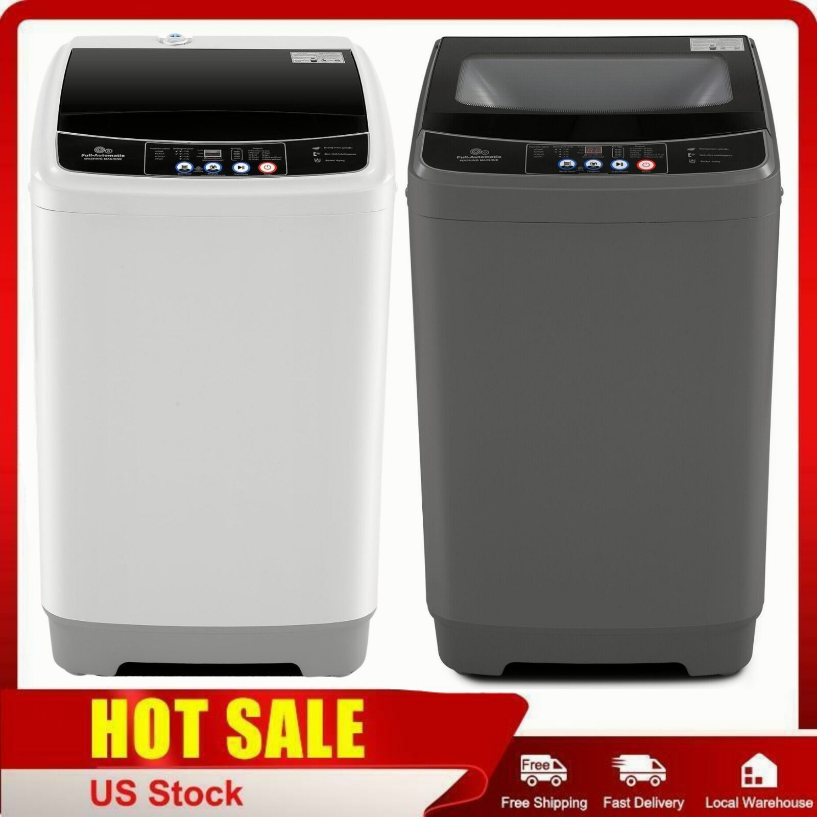 Washing Machine 15.6Lbs/17.8Lbs Full-Automatic Portable Washer with Drain Pump gallery