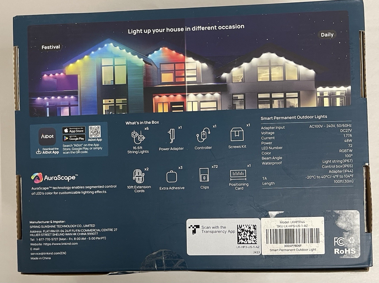 Linkind RGBTW 48 Watts Smart Permanent Outdoor Lights 100 Feet 72 Led Lights.R11 gallery
