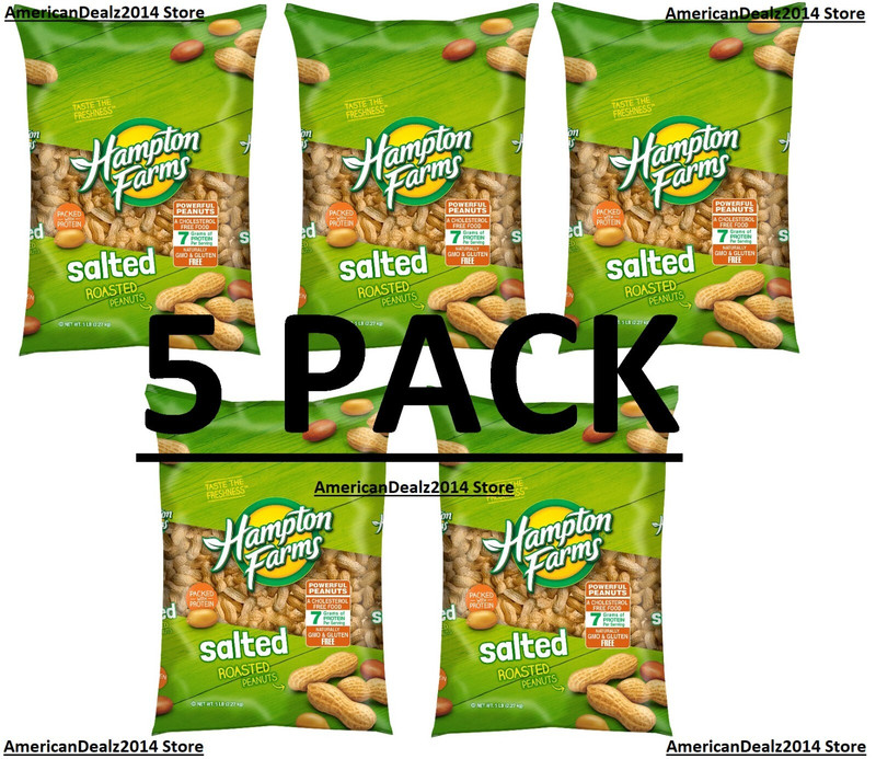 5 PACK - Hampton Farms Salted In-Shell Peanuts 5 Lb (Total 25 Lbs) FRESH!! gallery