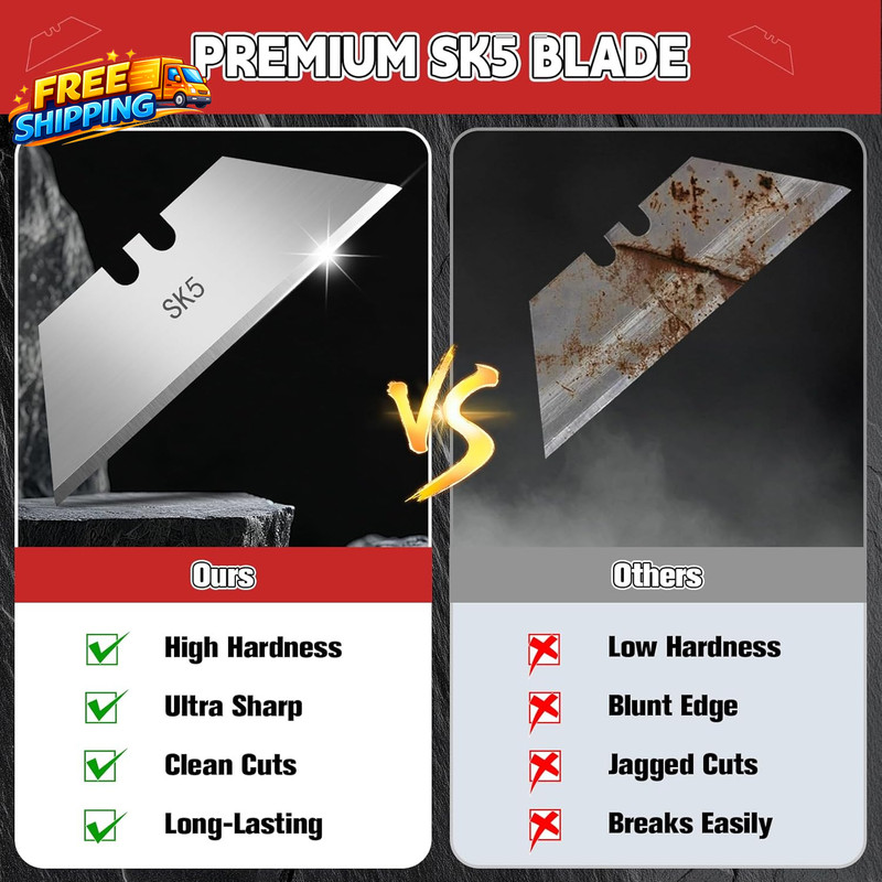 100 Pack Utility Blades SK5 Steel Box Cutter Blades Standard Utility Blade Refi gallery
